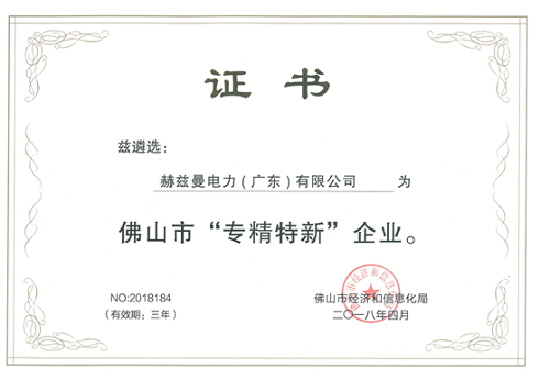 赫茲曼電力入選佛山首批“專精特新”企業！可喜可賀！